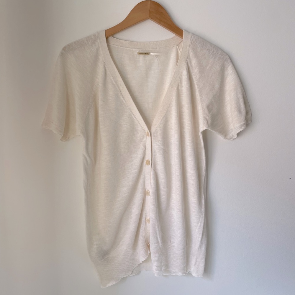 Max Studio Short Sleeve Button Down Cardigan